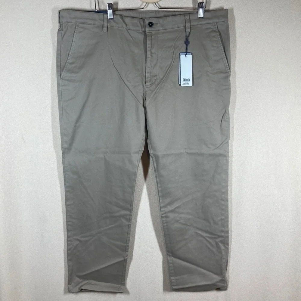 Oxford Mens Hadfield Cotton‎ Chino Pant 42x30 Tan Flat Front Casual Professional